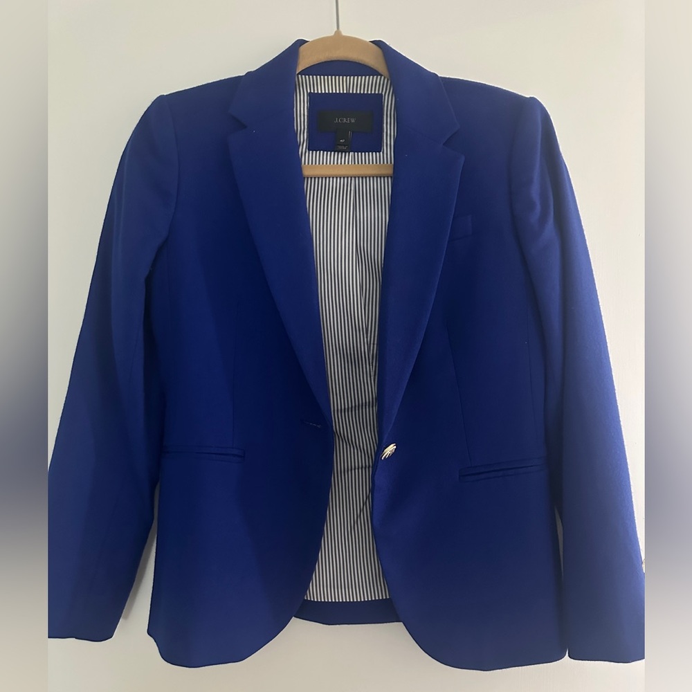 J.Crew Royal Blue Blazer with Gold Button Accents - Size Petite 4